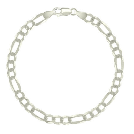925 Silver Pave Super Flat Figaro Chain 5.7mm