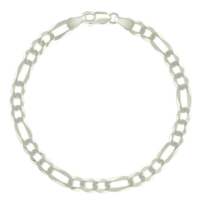 925 Silver Pave Super Flat Figaro Chain 5.7mm