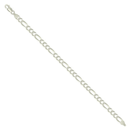 925 Silver Pave Super Flat Figaro Chain 5.7mm