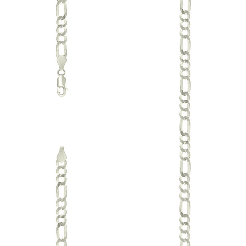 925 Silver Pave Super Flat Figaro Chain 5.7mm