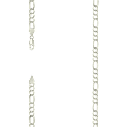 925 Silver Pave Super Flat Figaro Chain 5.7mm