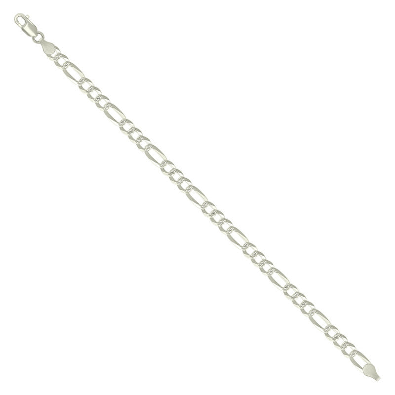 925 Silver Pave Super Flat Figaro Chain 5.7mm