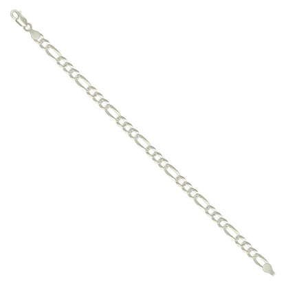 925 Silver Pave Super Flat Figaro Chain 5.7mm