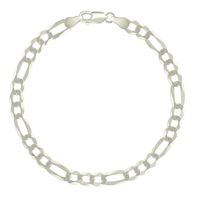 925 Silver Pave Super Flat Figaro Chain 5.7mm