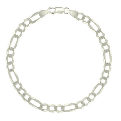 925 Silver Pave Super Flat Figaro Chain 5.7mm