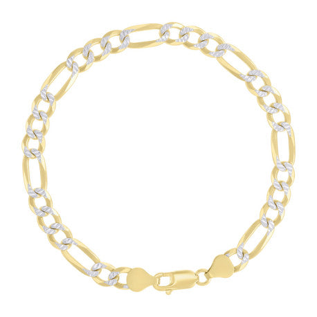 925 Silver Pave Super Flat Figaro Chain 6.7mm