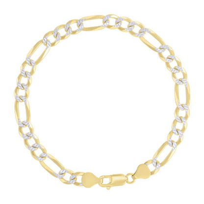 925 Silver Pave Super Flat Figaro Chain 6.7mm