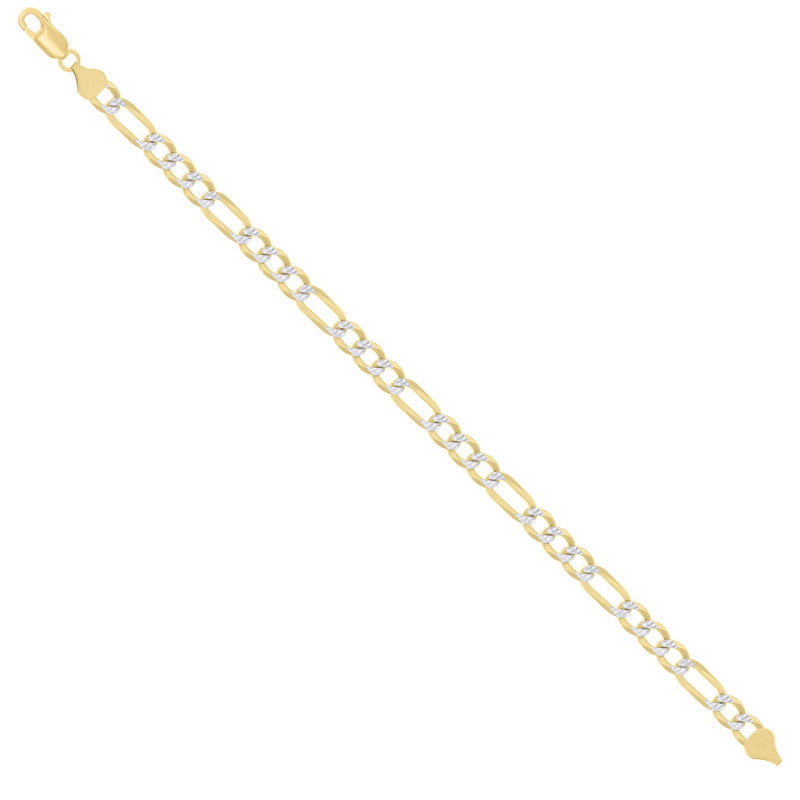 925 Silver Pave Super Flat Figaro Chain 6.7mm