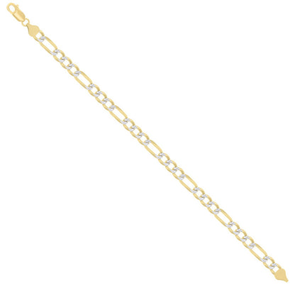 925 Silver Pave Super Flat Figaro Chain 6.7mm
