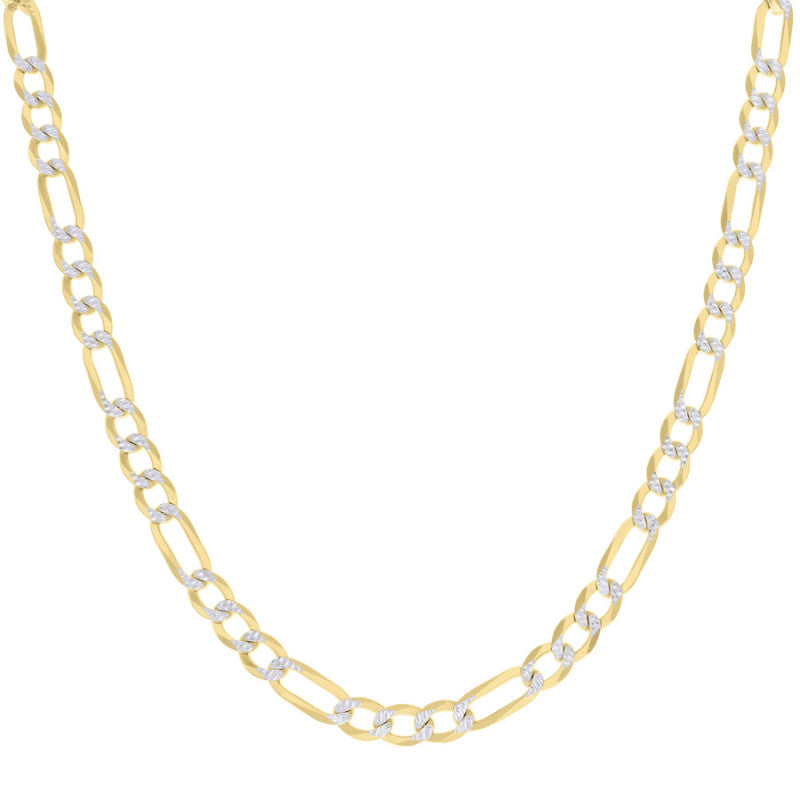 925 Silver Pave Super Flat Figaro Chain 6.7mm