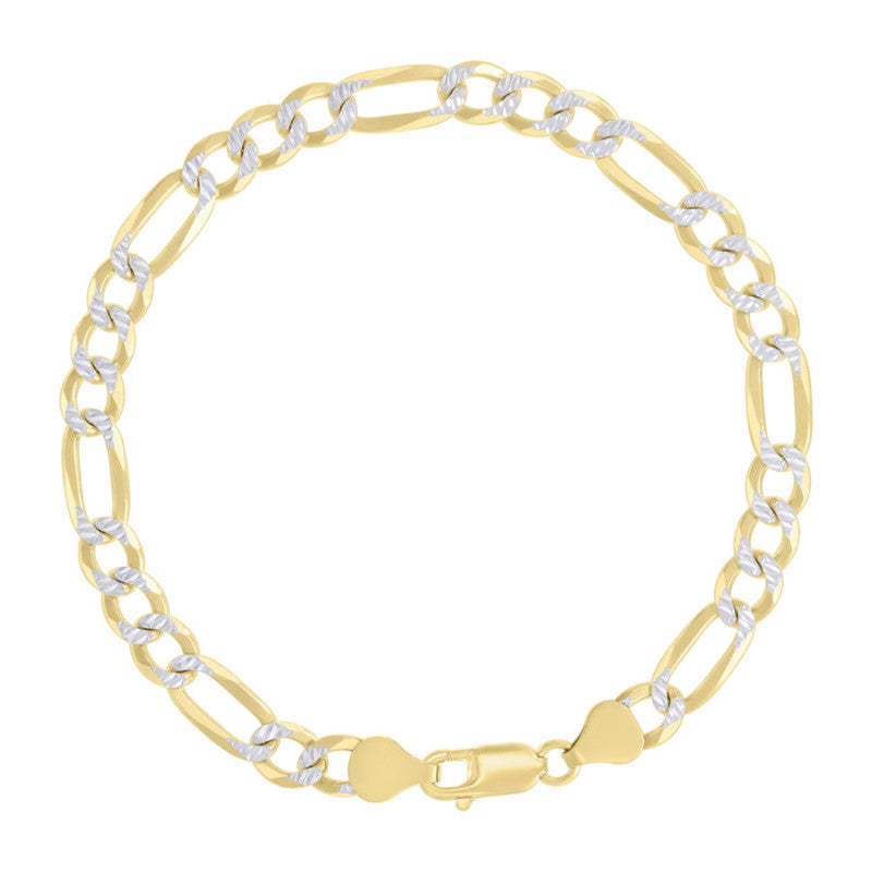 925 Silver Pave Super Flat Figaro Chain 6.7mm