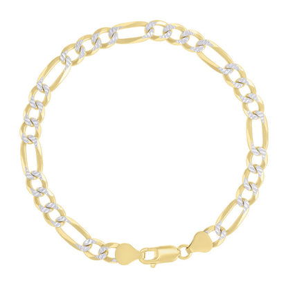 925 Silver Pave Super Flat Figaro Chain 6.7mm