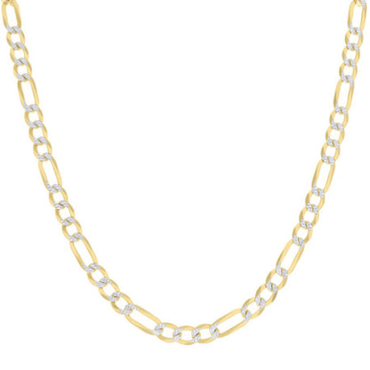 925 Silver Pave Super Flat Figaro Chain 6.7mm