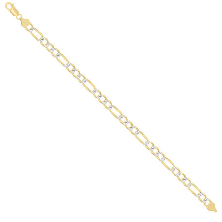 925 Silver Pave Super Flat Figaro Chain 6.7mm
