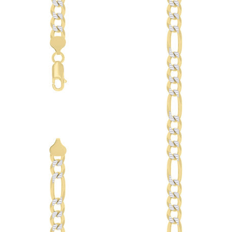 925 Silver Pave Super Flat Figaro Chain 7.5mm