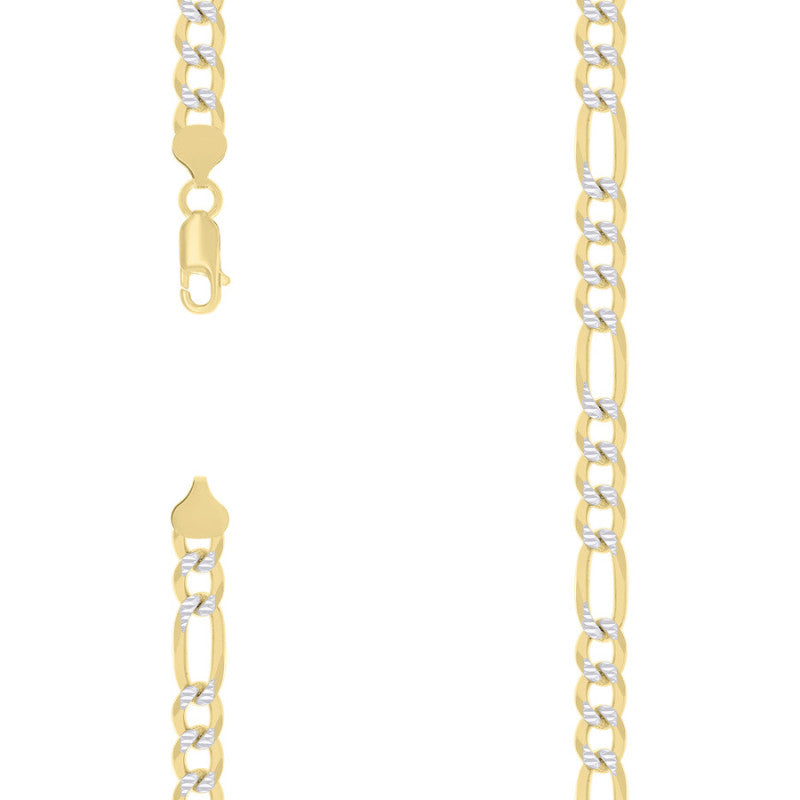 925 Silver Pave Super Flat Figaro Chain 7.5mm