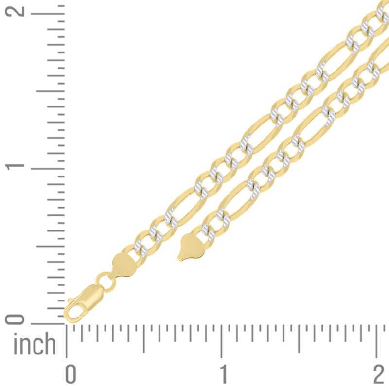 925 Silver Pave Super Flat Figaro Chain 7.5mm