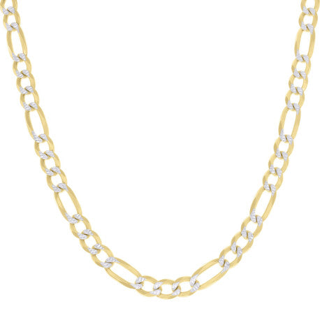 925 Silver Pave Super Flat Figaro Chain 7.5mm