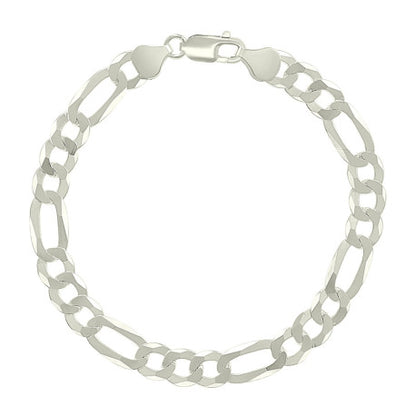 925 Silver Pave Super Flat Figaro Chain 7.7mm