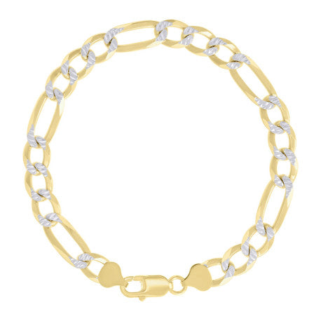 925 Silver Pave Super Flat Figaro Chain 8.2mm