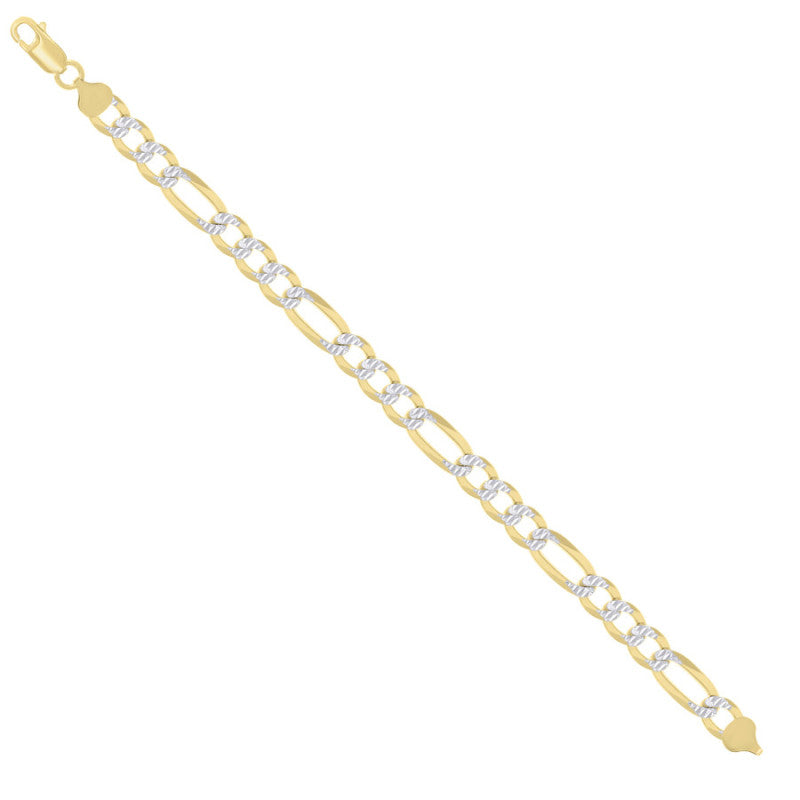 925 Silver Pave Super Flat Figaro Chain 8.2mm