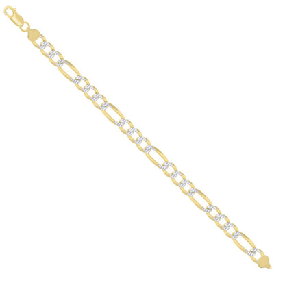 925 Silver Pave Super Flat Figaro Chain 8.2mm
