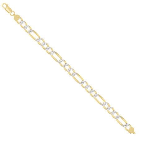 925 Silver Pave Super Flat Figaro Chain 8.2mm