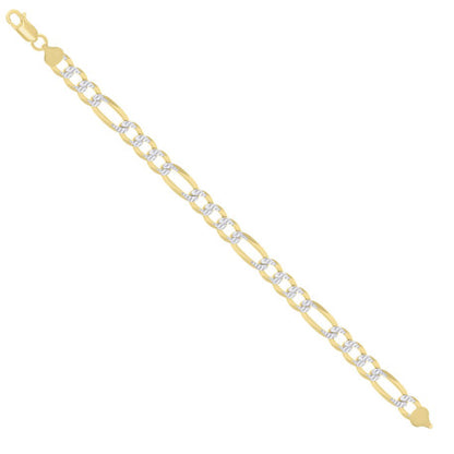 925 Silver Pave Super Flat Figaro Chain 8.2mm