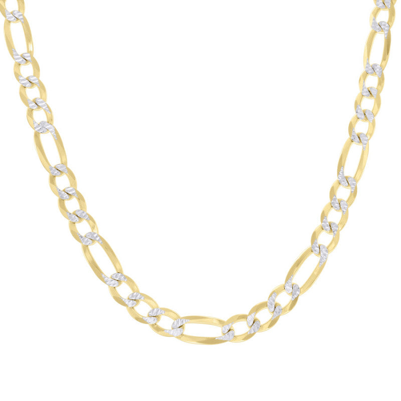 925 Silver Pave Super Flat Figaro Chain 8.2mm