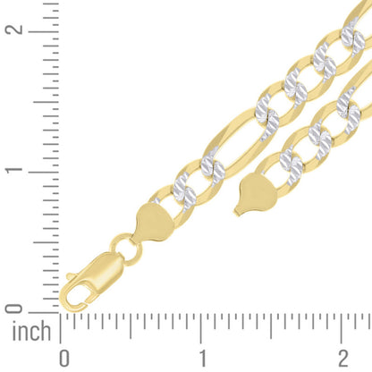 925 Silver Pave Super Flat Figaro Chain 8.2mm