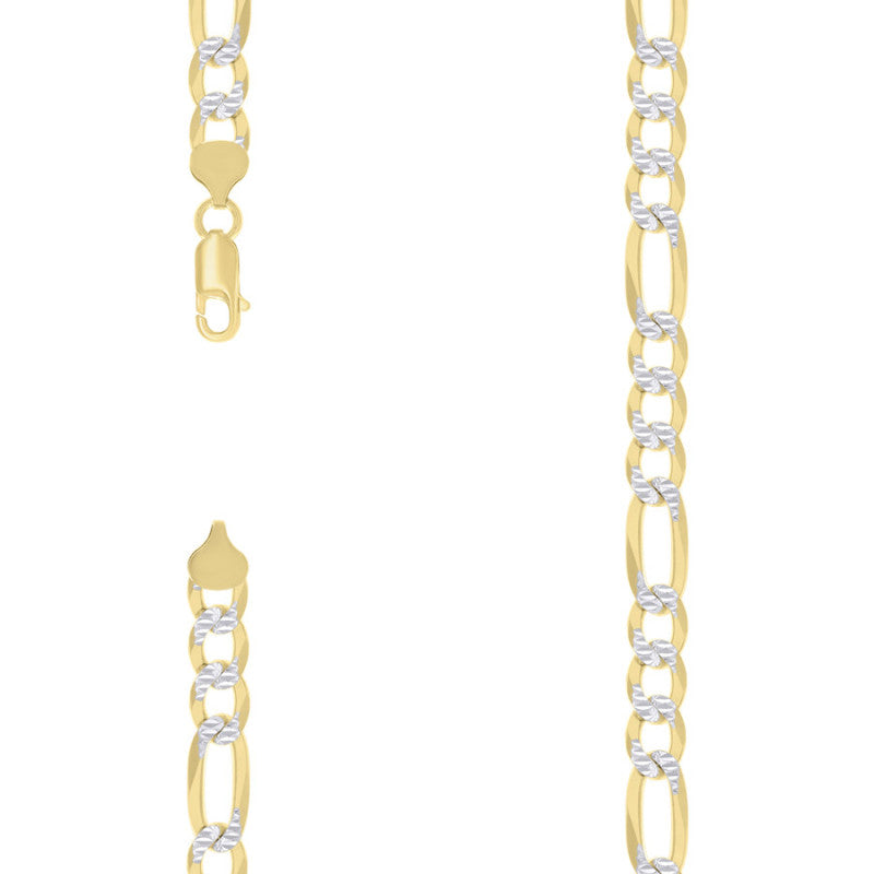 925 Silver Pave Super Flat Figaro Chain 8.2mm