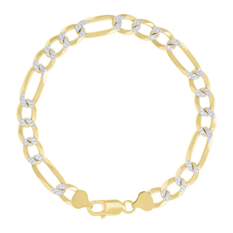 925 Silver Pave Super Flat Figaro Chain 8.2mm