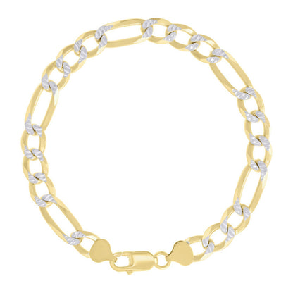 925 Silver Pave Super Flat Figaro Chain 8.2mm