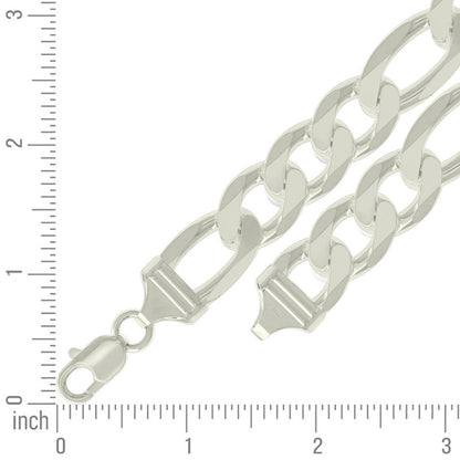 925 Silver Solid Classic Figaro 14.0mm