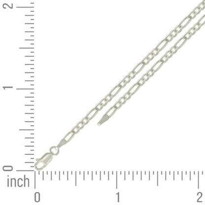 925 Silver Solid Classic Figaro 3.0mm