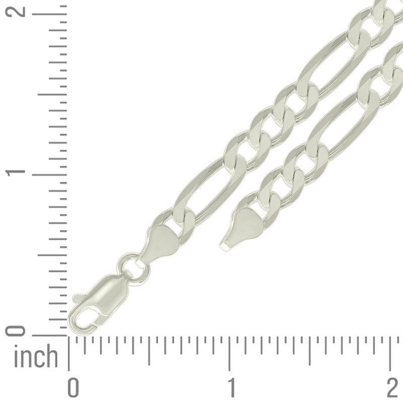 925 Silver Solid Classic Figaro 7.0mm