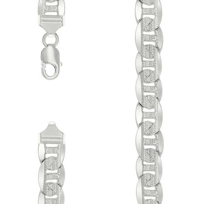 925 Sterling Silver Solid Pave Classic Mariner Chain 11mm