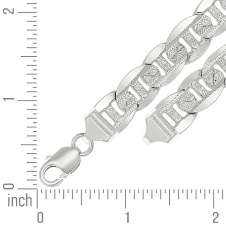 925 Sterling Silver Solid Pave Classic Mariner Chain 11mm