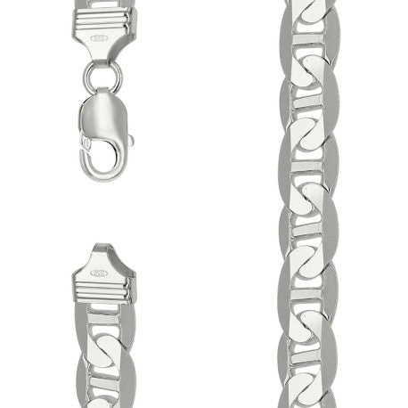 925 Sterling Silver Solid Classic Mariner Chain 11mm