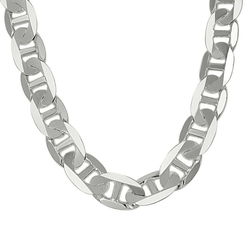 925 Sterling Silver Solid Classic Mariner Chain 11mm