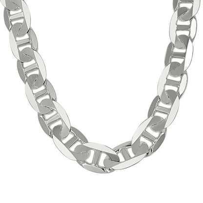925 Sterling Silver Solid Classic Mariner Chain 11mm