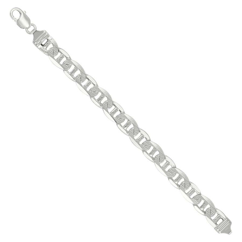 925 Sterling Silver Solid Pave Classic Mariner Chain 11mm