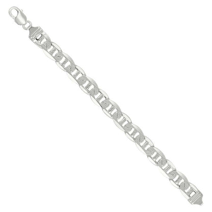 925 Sterling Silver Solid Pave Classic Mariner Chain 11mm