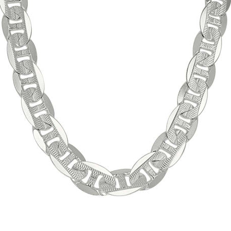 925 Sterling Silver Solid Pave Classic Mariner Chain 11mm