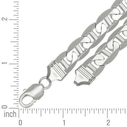 925 Sterling Silver Solid Classic Mariner Chain 11mm