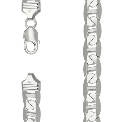 925 Sterling Silver Solid Classic Mariner Chain 11mm