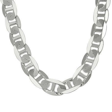 925 Sterling Silver Solid Classic Mariner Chain 11mm