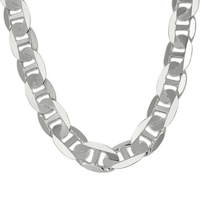 925 Sterling Silver Solid Classic Mariner Chain 11mm