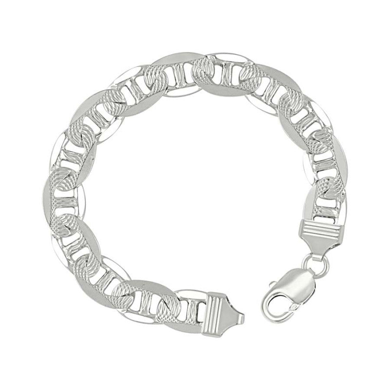 925 Sterling Silver Solid Pave Classic Mariner Chain 11mm