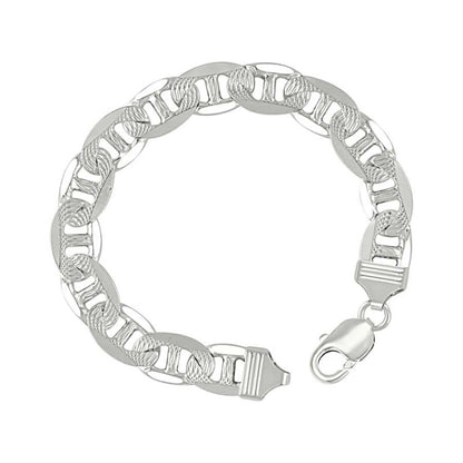 925 Sterling Silver Solid Pave Classic Mariner Chain 11mm